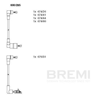 BREMI Gyújtókábel készlet 600/285_BRE