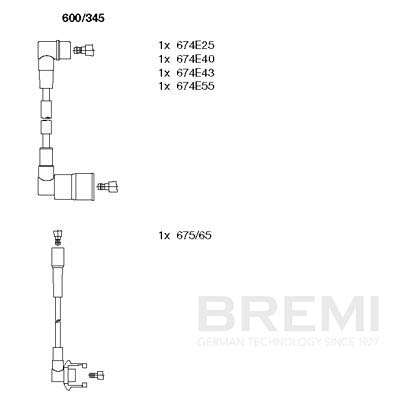 BREMI Gyújtókábel készlet 600/345_BRE