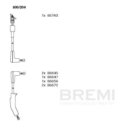 BREMI Gyújtókábel készlet 800/204_BRE