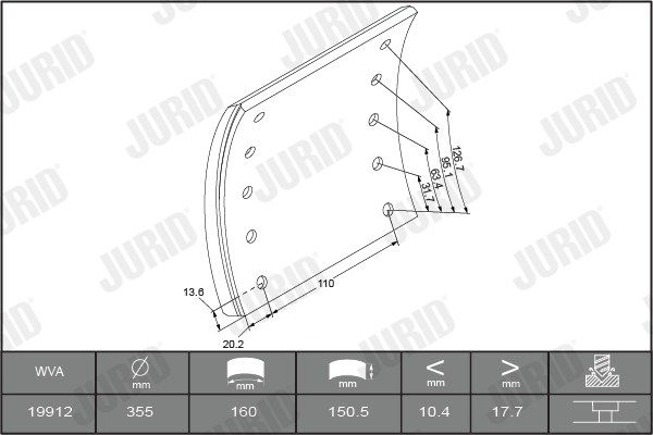 JURID Fékpofa 1991201230_JURID