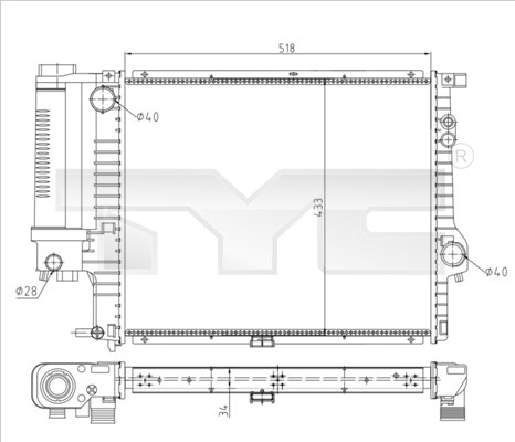 TYC Vízhűtő 703-0010-R_TYC