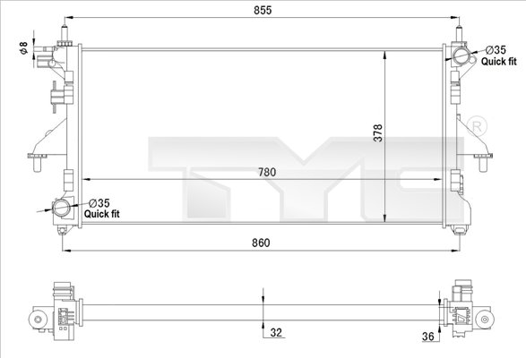 TYC Vízhűtő 709-0028-R_TYC