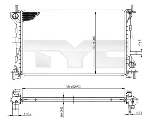 TYC Vízhűtő 710-0052_TYC