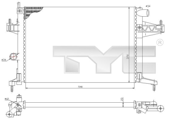 TYC Vízhűtő 725-0033_TYC