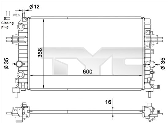 TYC Vízhűtő 725-0036_TYC