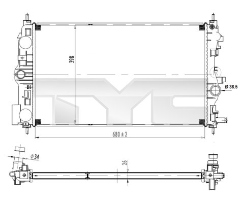 TYC Vízhűtő 725-0037_TYC