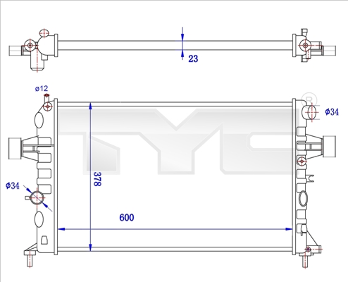 TYC Vízhűtő 725-0038-R_TYC