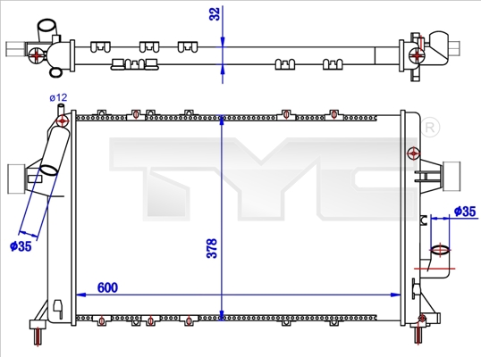 TYC Vízhűtő 725-0039-R_TYC