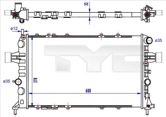 TYC Vízhűtő 725-0041-R_TYC