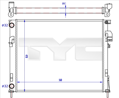 TYC Vízhűtő 725-0043-R_TYC