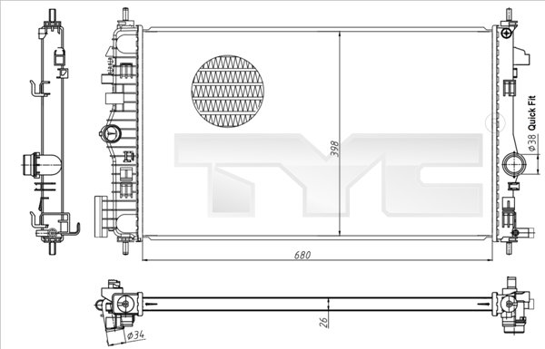 TYC Vízhűtő 725-0047_TYC