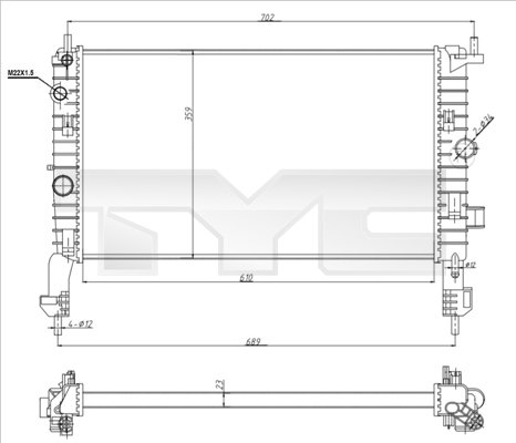 TYC Vízhűtő 725-0048-R_TYC