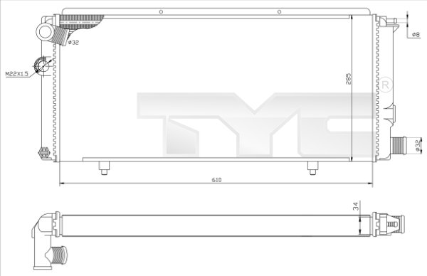 TYC Vízhűtő 726-0014-R_TYC