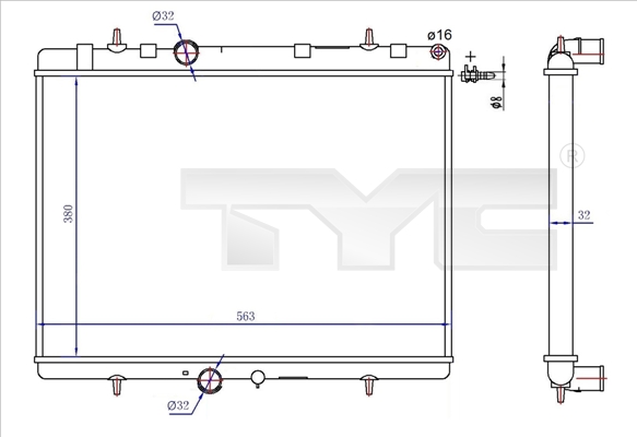 TYC Vízhűtő 726-0020-R_TYC