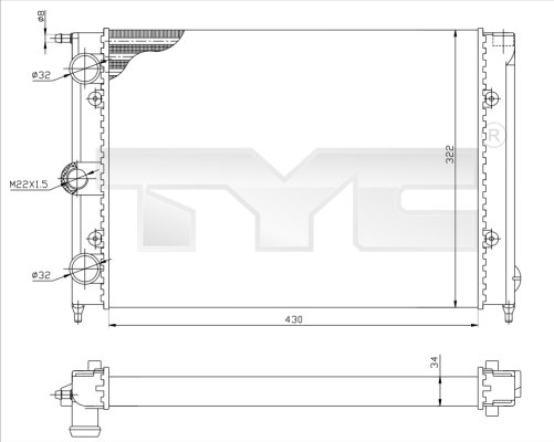 TYC Vízhűtő 737-0050_TYC