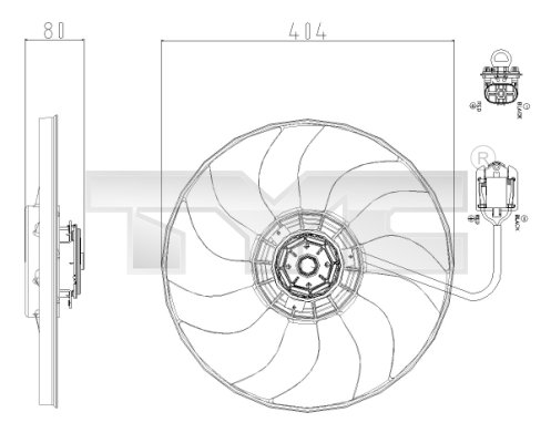 TYC Ventilátor, vízhűtő 825-0019_TYC