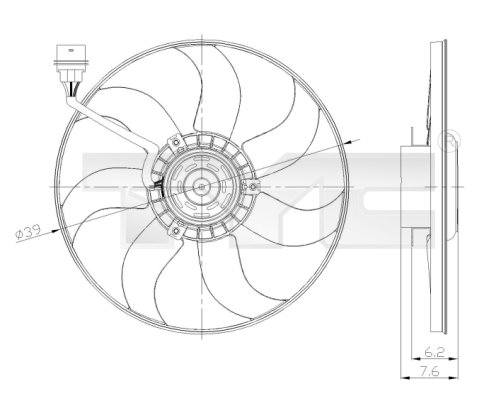 TYC Ventilátor, vízhűtő 837-0036_TYC