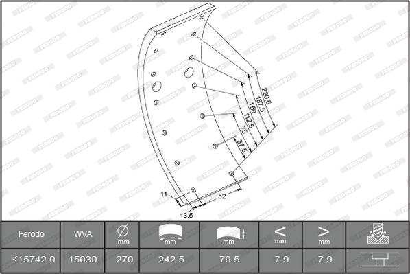 FERODO PREMIER Fékpofa K15742.0-F3549