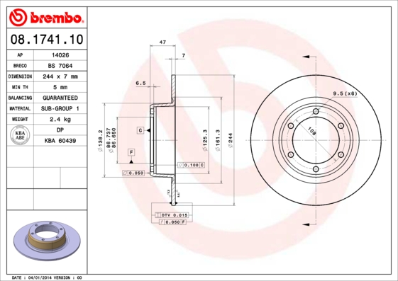 BREMBO Első féktárcsa 08.1741.10_BREMBO