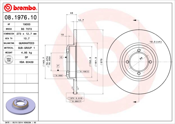 BREMBO Első féktárcsa 08.1976.10_BREMBO