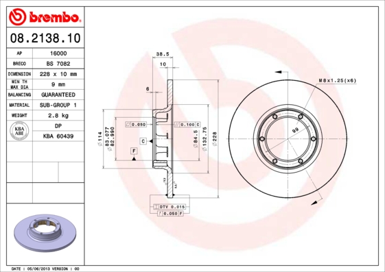 BREMBO Első féktárcsa 08.2138.10_BREMBO