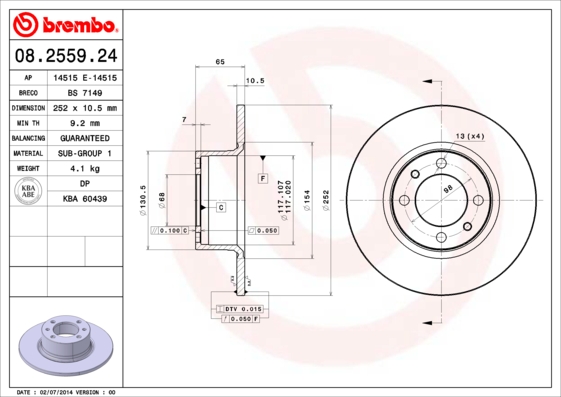 BREMBO Első féktárcsa 08.2559.24_BREMBO