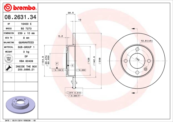 BREMBO Első féktárcsa 08.2631.34_BREMBO