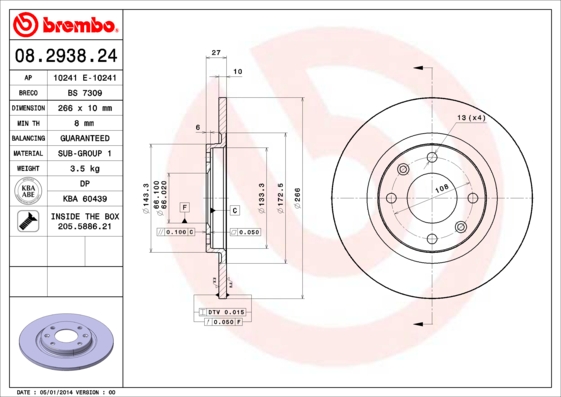 BREMBO Első féktárcsa 08.2938.24_BREMBO