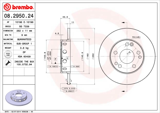 BREMBO Első féktárcsa 08.2950.24_BREMBO