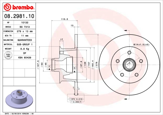 BREMBO Első féktárcsa 08.2981.10_BREMBO