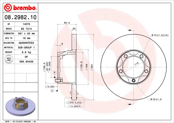 BREMBO Első féktárcsa 08.2982.10_BREMBO