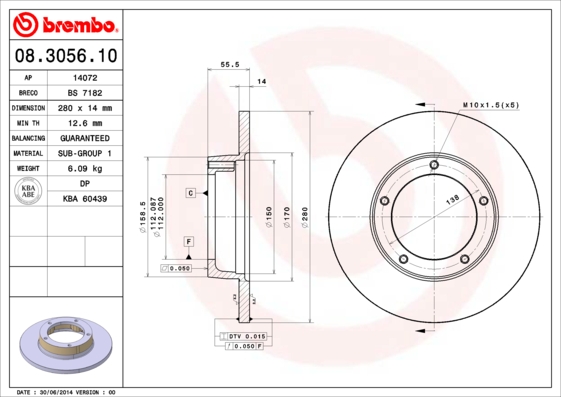 BREMBO Első féktárcsa 08.3056.10_BREMBO