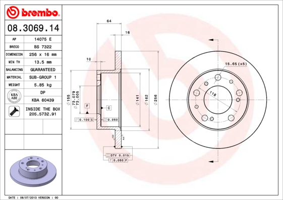 BREMBO Első féktárcsa 08.3069.14_BREMBO