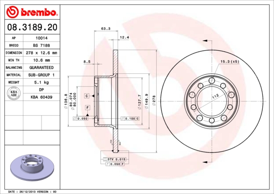 BREMBO Első féktárcsa 08.3189.20_BREMBO