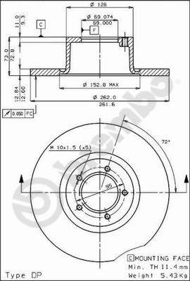 BREMBO Első féktárcsa 08.3296.10_BREMBO