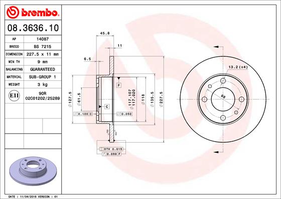 BREMBO Első féktárcsa 08.3636.10_BREMBO