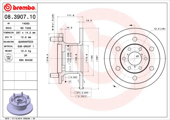 BREMBO Első féktárcsa 08.3907.10_BREMBO