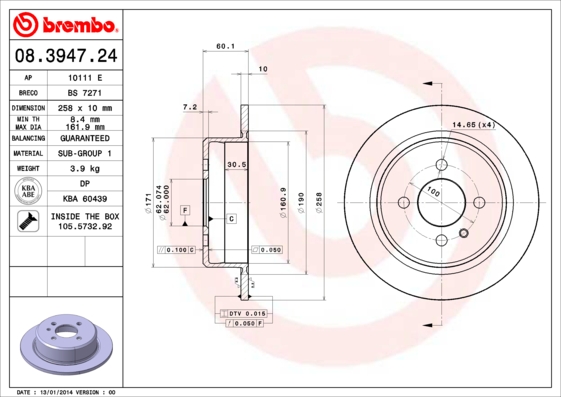 BREMBO Hátsó féktárcsa 08.3947.24_BREMBO