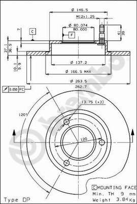 BREMBO Első féktárcsa 08.3962.10_BREMBO