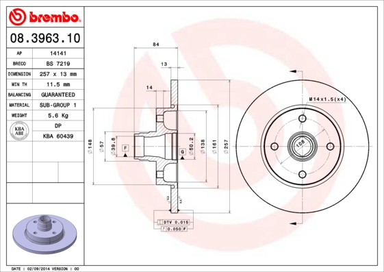 BREMBO Első féktárcsa 08.3963.10_BREMBO