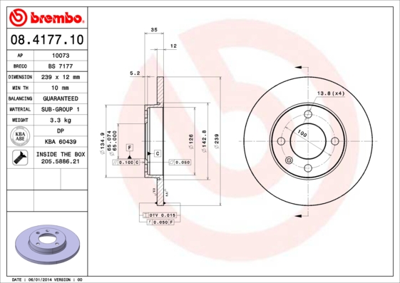 BREMBO Első féktárcsa 08.4177.10_BREMBO