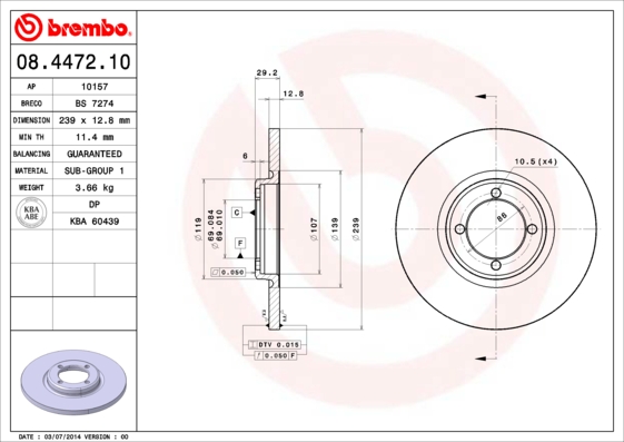 BREMBO Első féktárcsa 08.4472.10_BREMBO