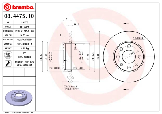 BREMBO Első féktárcsa 08.4475.10_BREMBO