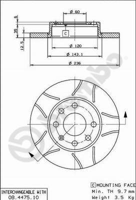 BREMBO Első féktárcsa 08.4475.75_BREMBO