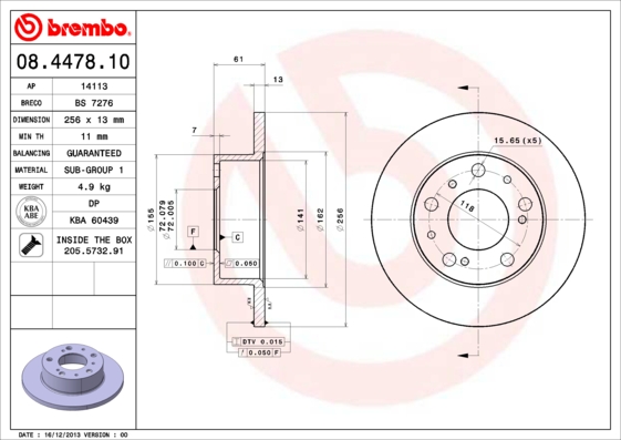 BREMBO Első féktárcsa 08.4478.10_BREMBO