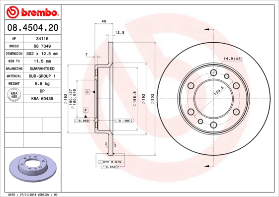 BREMBO Első féktárcsa 08.4504.20_BREMBO