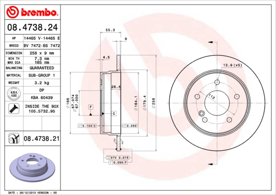 BREMBO Hátsó féktárcsa 08.4738.21_BREMBO