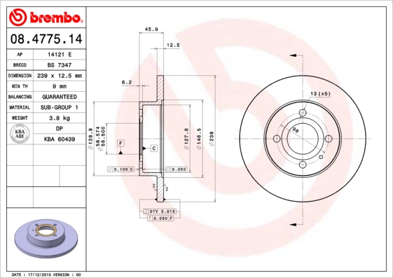 BREMBO Első féktárcsa 08.4775.14_BREMBO