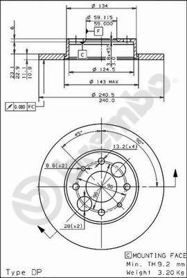 BREMBO 08.4917.20_BREMBO Hátsó féktárcsa