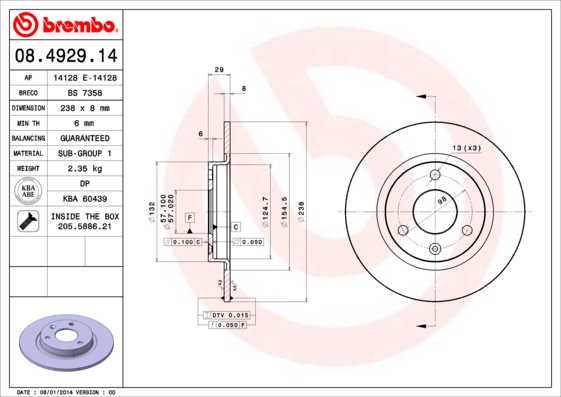 BREMBO Első féktárcsa 08.4929.14_BREMBO